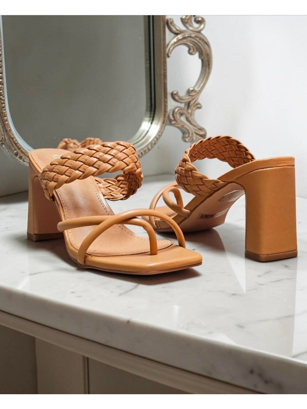 Braided Natural Block Heel Sandals With Strappy Design For Women - Picture 5 of 16